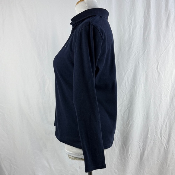 Tommy Hilfiger Women’s Navy V-Neck Cotton Long Sleeved Polo Top - Picture 5 of 8